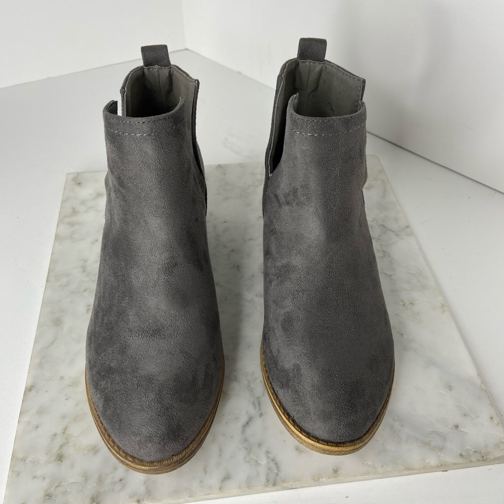 New Journee Collection Gray Faux Suede Ankle Boots - Picture 2 of 10